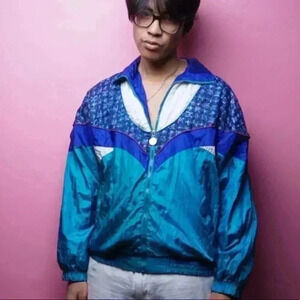 Wilson Advantage Vintage “80’s” Style Bomber Windbreaker Zip Lined Jacket Size L